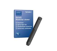 Duravit Universal ducha de mano, cabezal de ducha con chorro tipo Rain, ducha manual redondo, alcachofa de la ducha con toberas de silicona fáciles de limpiar, rociador, negro mate