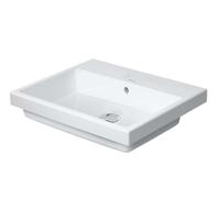 Duravit Vero Air - Lavabo encastrable 55x46 cm, con rebosadero, sin orificio para grifo, blanco 0383550060