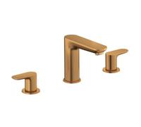 Duravit Wave - Grifo de lavabo con desagüe Push-Open, instalación de 3 orificios, bronce cepillado WA1060005004