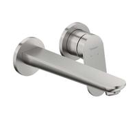 Duravit Wave - Grifo de lavabo empotrado, instalación de 2 orificios, acero inoxidable cepillado WA1070004070
