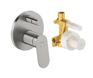 Duravit Wave - Grifo mezclador empotrado, para 2 electrodomésticos, con cuerpo de acero inoxidable cepillado. WA4210008070