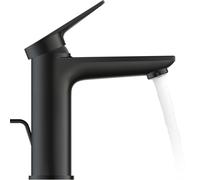 Duravit Wave Mezclador monomando de lavabo, 122 mm de proyección, con juego de desagüe, WA1020001046, Color: Negro Mate