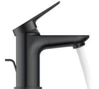 Duravit Wave Mezclador monomando de lavabo, 95 mm de proyección, con juego de desagüe, WA1010001046, Color: Negro Mate