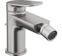 Duravit Wave mezclador monomando para bidé, proyección de 128 mm, con juego de desagüe, WA2400001070, Color: acero inoxidable pulido