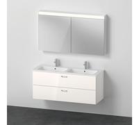Duravit Xbase, juego de muebles de pared, con armario con espejo LED, lavabo y mueble de tocador, anchura 1270 mm, XB006804545, Color: Blanco brillante