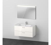 Duravit Xbase, juego de muebles de pared, con espejo LED, lavabo y tocador, anchura 1000 mm, XB007204545, Color: Blanco brillante