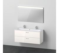 Duravit Xbase, juego de muebles de pared, con espejo LED, lavabo y tocador, anchura 1200 mm, XB006604545, Color: Blanco brillante