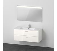 Duravit Xbase, juego de muebles de pared, con espejo LED, lavabo y tocador, anchura 1200 mm, XB007304545, Color: Blanco brillante
