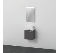 Duravit Xbase, juego de muebles de pared, con espejo LED, lavabo y tocador, anchura 400 mm, XB0065L4949, Color: Grafito Mate Decoración