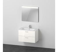 Duravit Xbase, juego de muebles de pared, con espejo LED, lavabo y tocador, anchura 800 mm, XB007104545, Color: Blanco brillante