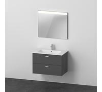 Duravit Xbase, juego de muebles de pared, con espejo LED, lavabo y tocador, anchura 800 mm, XB007104949, Color: Grafito Mate Decoración