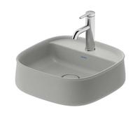 Duravit Zencha - Lavabo sobre encimera 42x42 cm, sin rebosadero, orificio para grifo, DuraCeram, gris mate 2374426771