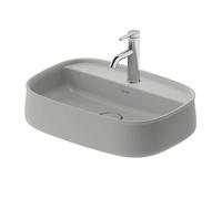 Duravit Zencha - Lavabo sobre encimera 55x39 cm, sin rebosadero, orificio para grifo, DuraCeram, gris mate 2374556771