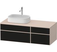 Duravit Zencha mueble bajo lavabo, 1300x550mm, 2 extraíbles, 2 cajones, 1 hueco a la izquierda, ZE4826063830000, Color: Frontal: estructura de lÃneas negras (vidrio)/carcasa: supermatt topo