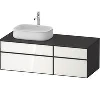 Duravit Zencha mueble bajo lavabo, 1300x550mm, 2 extraíbles, 2 cajones, 1 hueco a la izquierda, ZE4826064800000, Color: Frente: blanco (vidrio)/carcasa: grafito supermatt