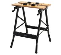 DURHAND Banco de Trabajo Plegable Mesa Portátil con 4 Abrazaderas Agujeros para Sierra Uso Doméstico Carpintería Hierro MDF 56x62x75 cm Aosom España
