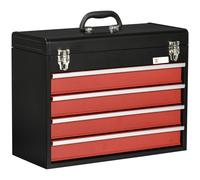 DURHAND Caja de Herramientas de Acero con 4 Cajones Bandeja Tapa Abatible y Cierres Metálicos 51x22x39,5 cm Negro y Rojo Aosom España