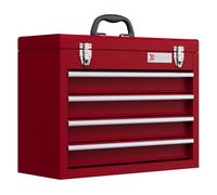 Durhand caja de herramientas de acero con 4 cajones tapa abatible bandeja superior cierres metálicos y asa maletín de herramientas portátil para taller bricolaje hogar 51x22x39,5 cm rojo 39.5 cm