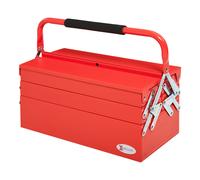 DURHAND Caja de herramientas de acero plegable – 5 bandejas, mango rojo