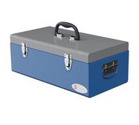 DURHAND Caja de Herramientas Metálica Maletín de Herramientas 50x26x18,5 cm con Asas de Transporte Carga 20 kg Gris y Azul