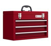 DURHAND Caja de herramientas vacía, 51 x 22 x 32 cm, caja de herramientas con 3 cajones, compartimento de almacenamiento superior, asa, caja de herramientas con 2 cerraduras, de acero, color rojo