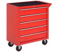 DURHAND Caja Taller Carro de Herramientas con Ruedas Cerradura tipo Mueble de Almacenamiento para Taller Garaje y Hogar Chapa de Acero 69x33x75 cm Rojo Red 69x33x75cm