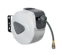 DURHAND Carrete de Manguera de Aire Comprimido Automático de 10 m Conector de 1/4'' BSP Soporte para Pared Giratorio 180° Gris