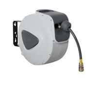 DURHAND Carrete manguera aire comprimido 15 m automático 1/4'' BSP soporte pared 180° Gris