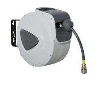 DURHAND Carrete manguera aire comprimido 15 m automático 1/4'' BSP soporte pared 180° Gris