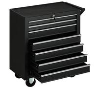 DURHAND Carro de Herramientas con 7 Cajones, Carro de Taller con Cerradura, Asa, 2 Ruedas con Freno de Bloqueo, para Garaje, Hogar, Negro