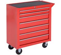 DURHAND Carro de Herramientas con 7 Cajones, Carro de Taller con Cerradura, Asa, 2 Ruedas con Freno de Bloqueo, para Garaje, Hogar, Rojo