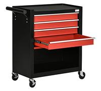 DURHAND Carro de Herramientas con Ruedas 4 Cajones 69x33x75 cm Negro y Rojo