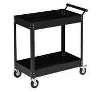 DURHAND Carro de Herramientas de 2 Niveles Carro de Taller con Ruedas de Acero para Garaje Carga 150 kg 84,5x38x84 cm Negro Aosom España