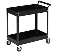 DURHAND Carro de Herramientas de 2 Niveles Carro de Taller con Ruedas de Acero para Garaje Carga 150 kg 84,5x38x84 cm Negro Aosom España