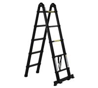 DURHAND Escalera Telescópica Plegable Estable Marco en A Portátil de 10 Pasos 3 Formas Soporta 150kg Aluminio 320x67x7 cm Negro Aosom España