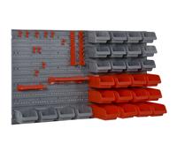 DURHAND Estante de Pared Organizador para Herramientas Estanterías de Almacenaje con 28 Cajas Apilables y Ganchos 63,5x22,5x95,5cm Aosom España