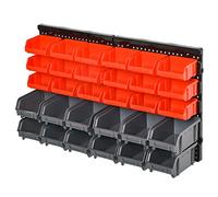 Durhand estantería de almacenaje para pared organizador de herramientas 33 piezas en total con cajas de 2 tamaños diferentes ideal para tornillos 37,5x18x63 cm rojo y gris