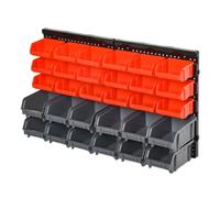 Durhand estantería de almacenaje para pared organizador de herramientas 33 piezas en total con cajas de 2 tamaños diferentes ideal para tornillos 37,5x18x63 cm rojo y gris