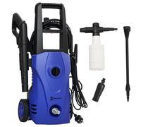 DURHAND Hidrolimpiadora Lavadora de Alta Presión 1600W Caudal 432 L/h Bomba de Aluminio Presión de 130 Bar Manguera de 6 m Incluye Botella de Jabón Boquilla Cepillo 23.5x27x68 cm Azul Blue and black 2