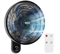 Duronic FN42 BK Ventilador de Pared de 40 cm, 3 Velocidades, 50W, 10 Aspas | Mando a Distancia 5 m, Temporizador de 0,5 a 7,5h, Cabezal Oscilante 60°, Silencioso 52,8 dB, para Casa, Oficina