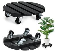 Duscdesp 2 piezas rodillo para plantas redondo 30cm rodillo para flores, tablero de madera para rodar plantas con ruedas bloqueables 360° platillo para macetas de alta resistencia con ruedas