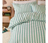 Duvet Day Hettie Juego De Funda Nórdica - Reversible Ultra Suave con Efecto Seersucker A Rayas (Azul/Verde - 200x200cm)