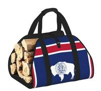 DUWAA Bolsa de almacenamiento con estampado de bandera del estado de Wyoming, accesorios para quemador de troncos, bolsa de herramientas resistente para almacenamiento de chimenea en interiores y