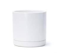 D'vine Dev - Maceta de cerámica con Orificio de Drenaje y platillo, Redonda, cilíndrica, 20 cm, Color Blanco, para Interiores, 94-O-D-1