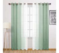 DWCN - Juego de 2 Paneles de Cortina para Ventana Transparentes de Lino sintético Degradado, Anillas en la Parte Superior, para Dormitorio y Sala de Estar, 152,4 x 213,4 cm, Verde Salvia