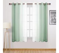 DWCN - Juego de 2 Paneles de Cortina para Ventana Transparentes de Lino sintético Degradado, Anillas en la Parte Superior, para Dormitorio y Sala de Estar, 132,1 x 182,8 cm, Verde Salvia