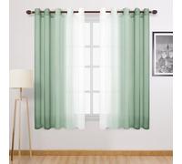 DWCN - Juego de 2 Paneles de Cortina para Ventana Transparentes de Lino sintético Degradado, Anillas en la Parte Superior, para Dormitorio y Sala de Estar, 152,4 x 160 cm, Verde Salvia
