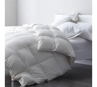 DWR Edredón Nórdico de Plumas para Cama 150/160, Edredón de Plumas y Plumón, 100% Algodón Orgánico, Ligero, Suave, para 4 Estaciones,300 g/m²(Blanco, 220x240cm)