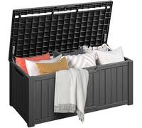 DWVO Caja de almacenamiento para jardín al aire libre, 450 L, 142,1 x 67,6 x 60 cm, impermeable, con cerradura segura, asas de transporte laterales, resistente a todo tipo de clima, caja de resina