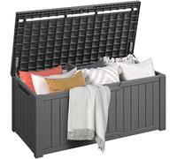 DWVO Caja de almacenamiento para jardín al aire libre, 450 L, 142,1 x 67,6 x 60 cm, impermeable, con cerradura segura, asas de transporte laterales, resistente a todo tipo de clima, caja de resina